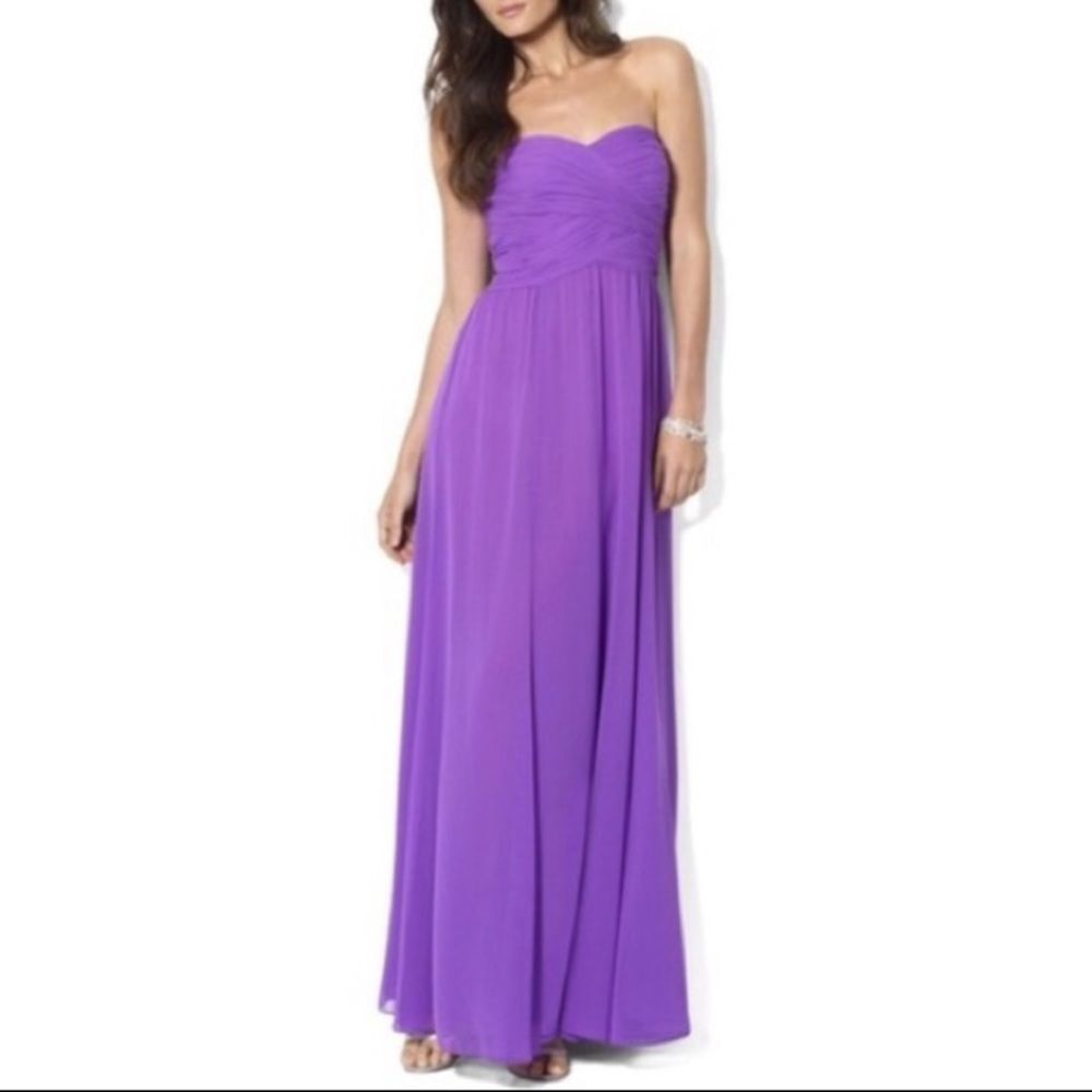Ralph Lauren strapless flowing evening gown